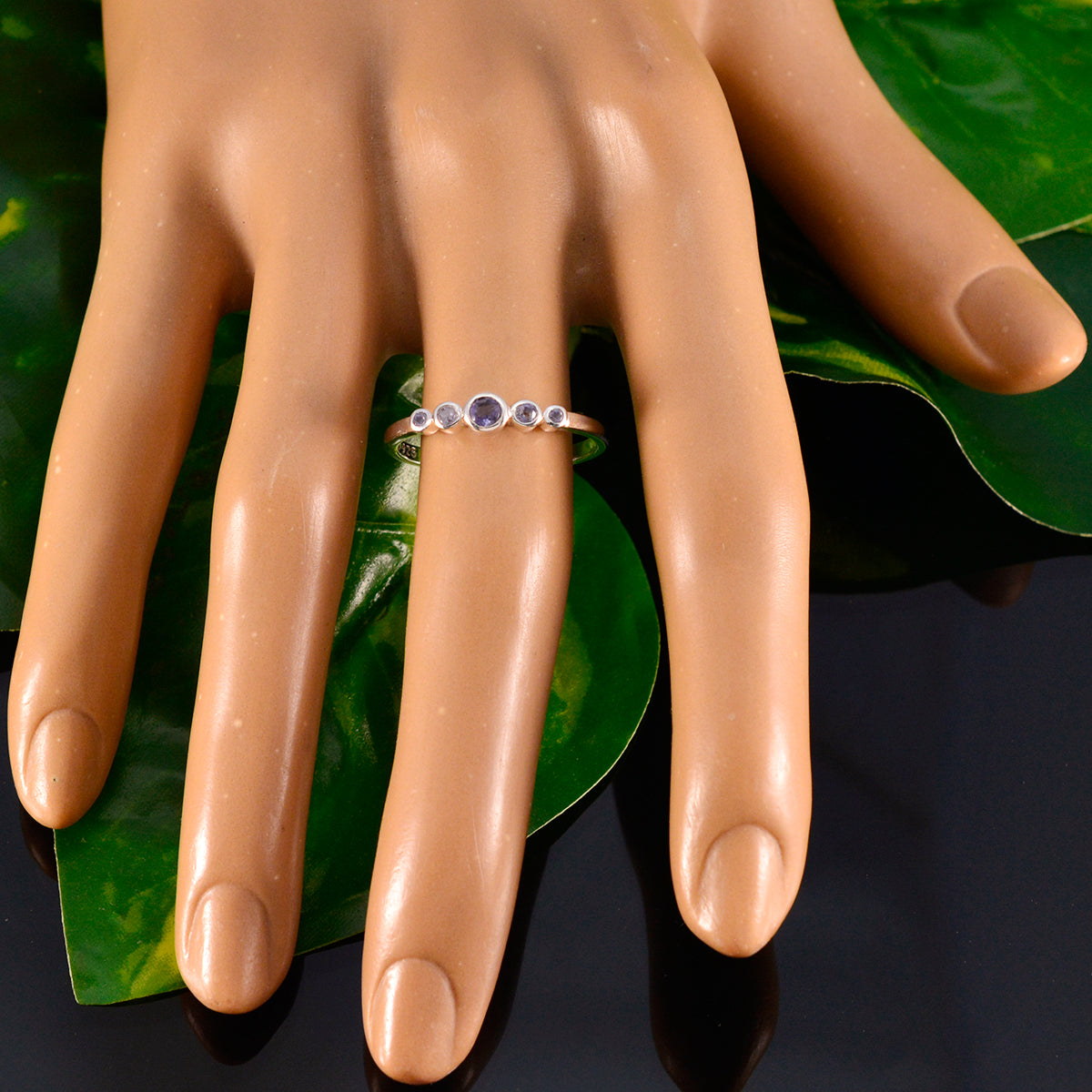 Iolite Penta Japanese 925 Silver Blue Gemstones Elegant  Trendy Ring Jewelry