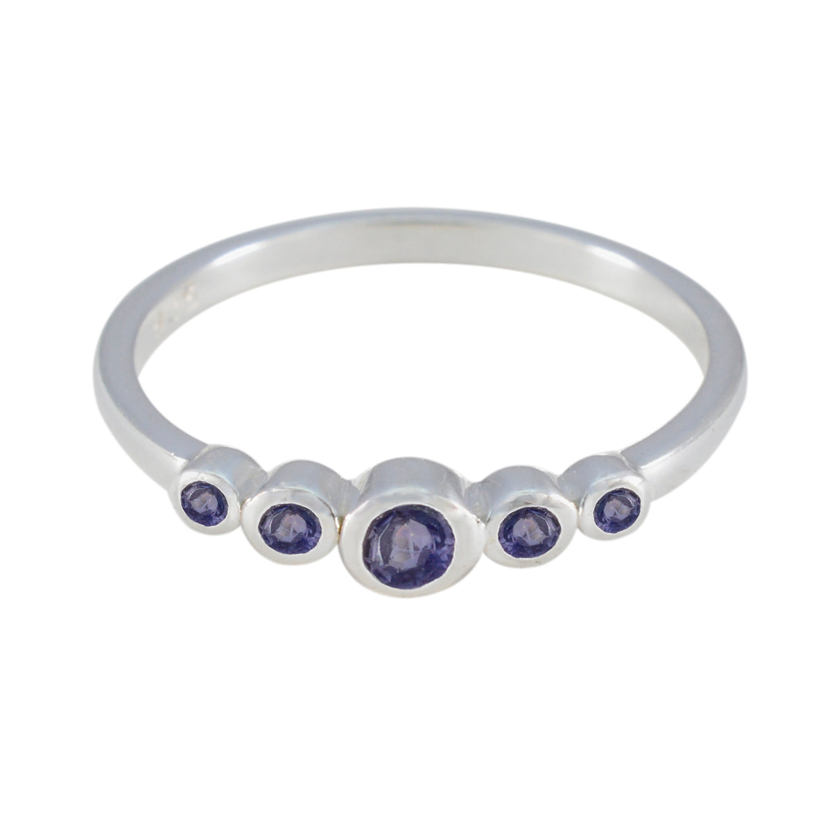 Iolite Penta Japanese 925 Silver Blue Gemstones Elegant  Trendy Ring Jewelry