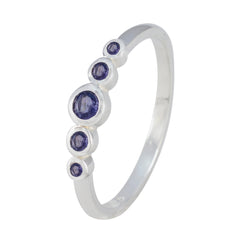 Iolite Penta Japanese 925 Silver Blue Gemstones Elegant  Trendy Ring Jewelry