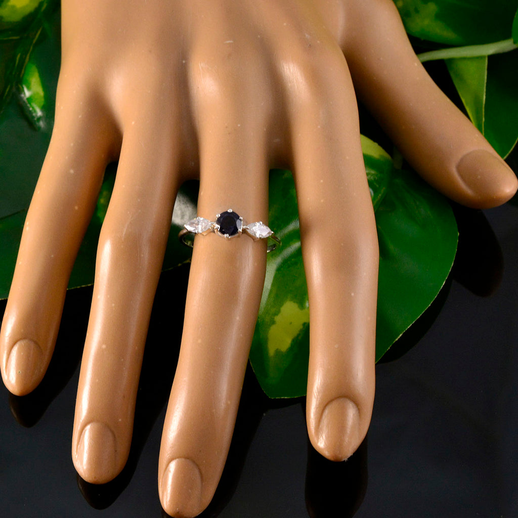 Iolite Trilogy American 925 Sterling Silver Blue Gems Elegant  Sophisticated Ring Jewelry