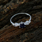 Iolite Trilogy American 925 Sterling Silver Blue Gems Elegant  Sophisticated Ring Jewelry