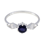 Iolite Trilogy American 925 Sterling Silver Blue Gems Elegant  Sophisticated Ring Jewelry