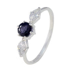 Iolite Trilogy American 925 Sterling Silver Blue Gems Elegant  Sophisticated Ring Jewelry