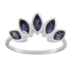 Iolite Penta American 92.5 Silver Blue Gemstones Delicate crown Ring Jewelry