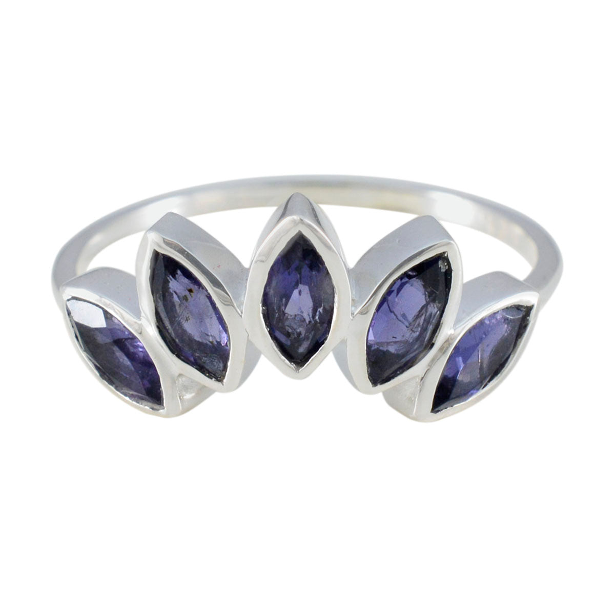 Iolite Penta American 92.5 Silver Blue Gemstones Delicate crown Ring Jewelry