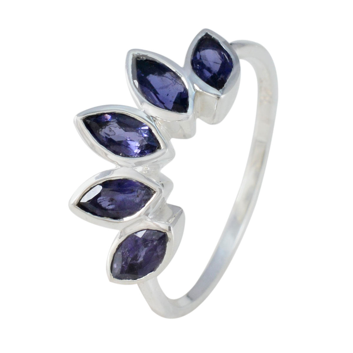 Iolite Penta American 92.5 Silver Blue Gemstones Delicate crown Ring Jewelry