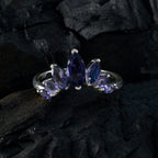 Iolite Hepta Japanese Silver Blue Gemstones Dainty crown Ring Jewelry
