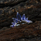 Iolite Hepta Japanese Silver Blue Gemstones Dainty crown Ring Jewelry