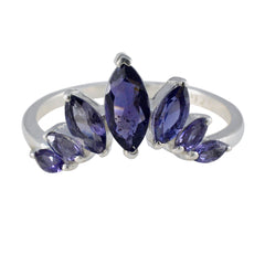 Iolite Hepta Japanese Silver Blue Gemstones Dainty crown Ring Jewelry