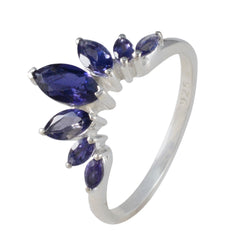 Iolite Hepta Japanese Silver Blue Gemstones Dainty crown Ring Jewelry
