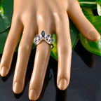 Iolite Penta Korean Sterling Silver Blue Gemstone Dainty crown Ring Jewellery