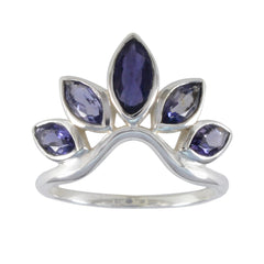 Iolite Penta Korean Sterling Silver Blue Gemstone Dainty crown Ring Jewellery