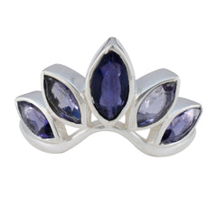 Iolite Penta Korean Sterling Silver Blue Gemstone Dainty crown Ring Jewellery