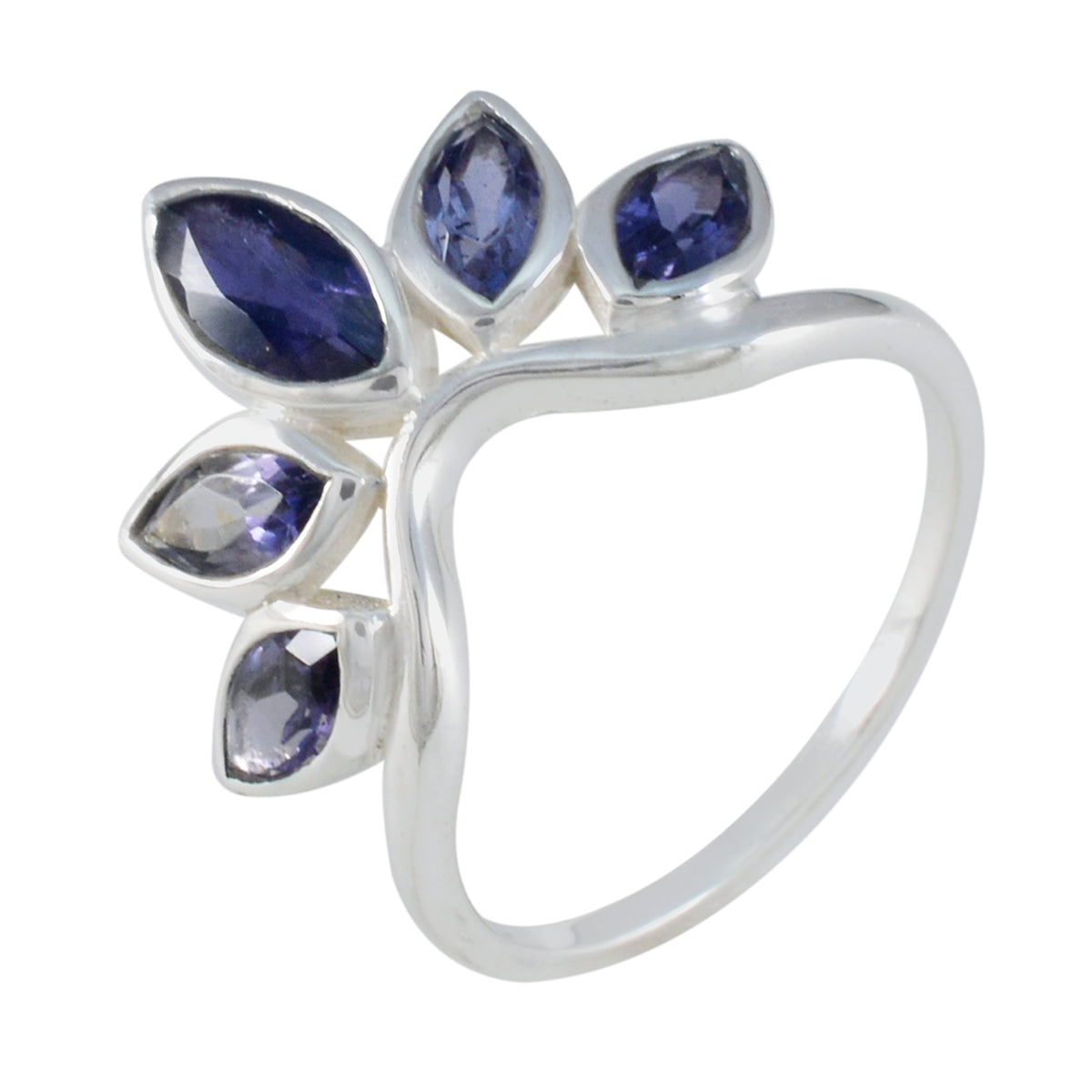Iolite Penta Korean Sterling Silver Blue Gemstone Dainty crown Ring Jewellery