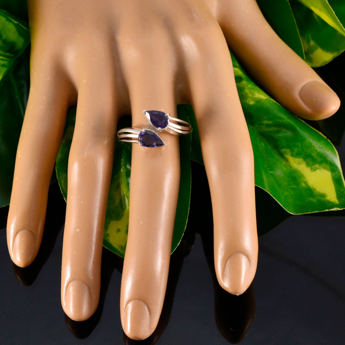 Iolite Toi et Moi Turkish 925 Silver Blue Gemstones Whisper thin Fairytale Ring Jewellery