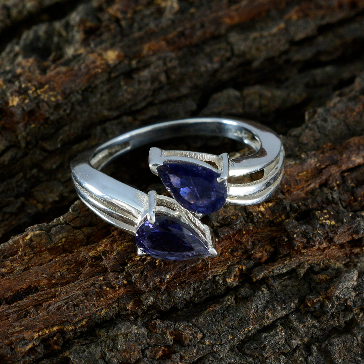 Iolite Toi et Moi Turkish 925 Silver Blue Gemstones Whisper thin Fairytale Ring Jewellery