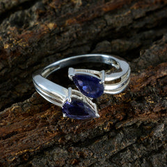 Iolite Toi et Moi Turkish 925 Silver Blue Gemstones Whisper thin Fairytale Ring Jewellery