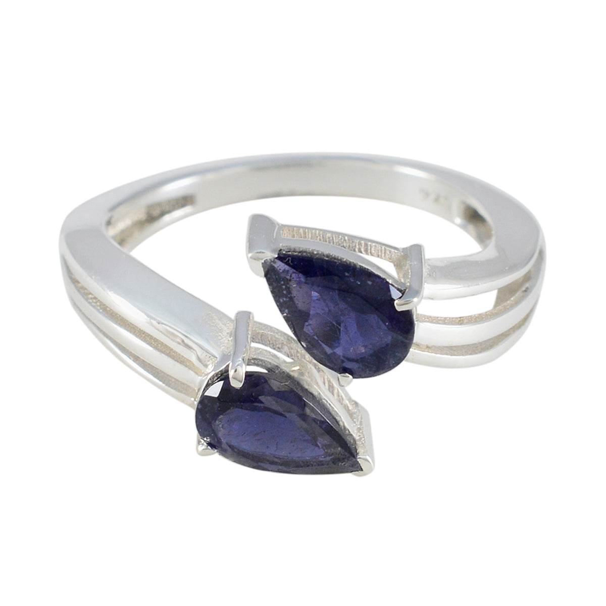 Iolite Toi et Moi Turkish 925 Silver Blue Gemstones Whisper thin Fairytale Ring Jewellery Hoofdafbeelding
