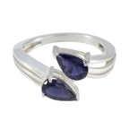 Iolite Toi et Moi Turkish 925 Silver Blue Gemstones Whisper thin Fairytale Ring Jewellery
