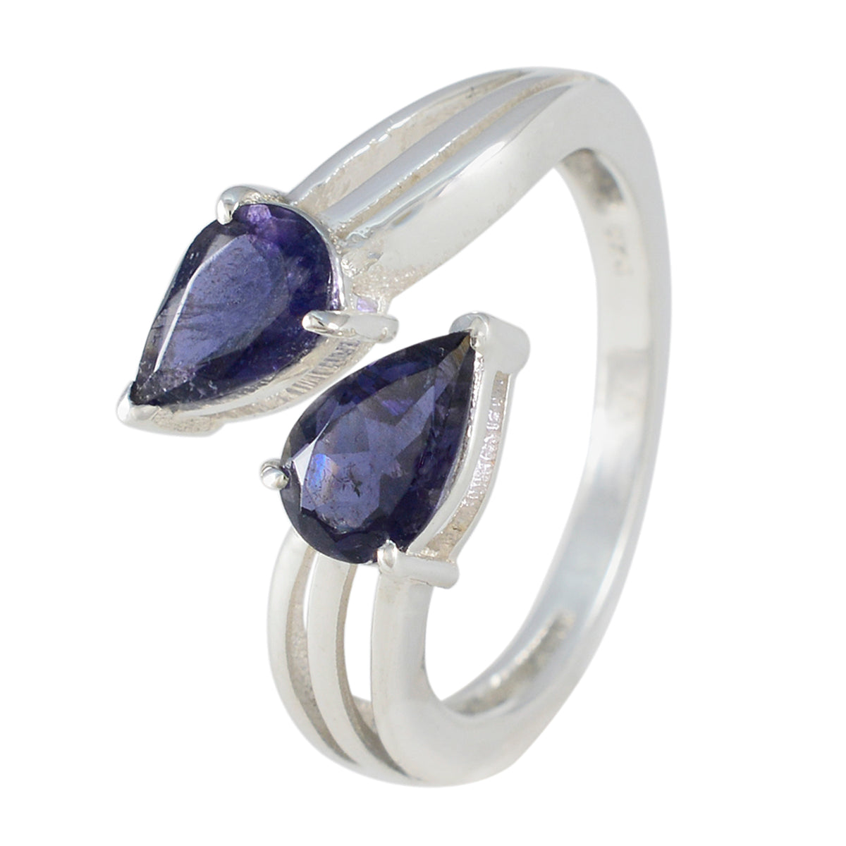 Iolite Toi et Moi Turkish 925 Silver Blue Gemstones Whisper thin Fairytale Ring Jewellery