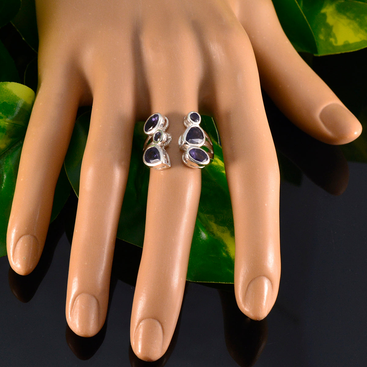 Iolite Hexa Russian 925 Sterling Silver Blue Gemstone Tiny Cultural Ring Jewellery