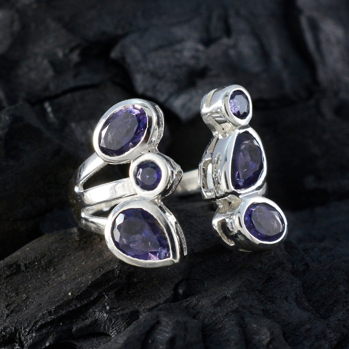 Iolite Hexa Russian 925 Sterling Silver Blue Gemstone Tiny Cultural Ring Jewellery