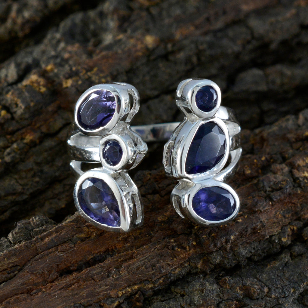 Iolite Hexa Russian 925 Sterling Silver Blue Gemstone Tiny Cultural Ring Jewellery