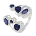 Iolite Hexa Russian 925 Sterling Silver Blue Gemstone Tiny Cultural Ring Jewellery