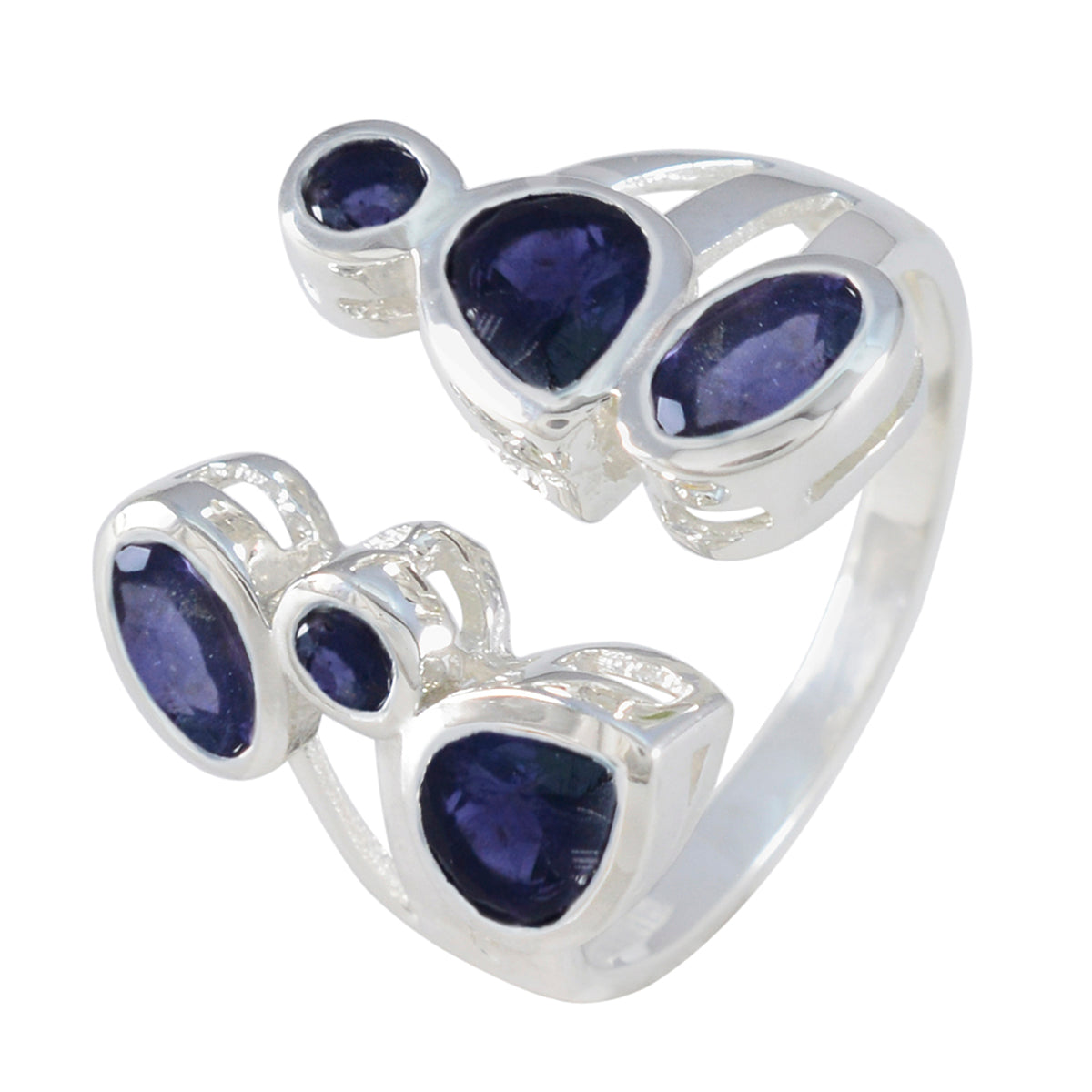 Iolite Hexa Russian 925 Sterling Silver Blue Gemstone Tiny Cultural Ring Jewellery