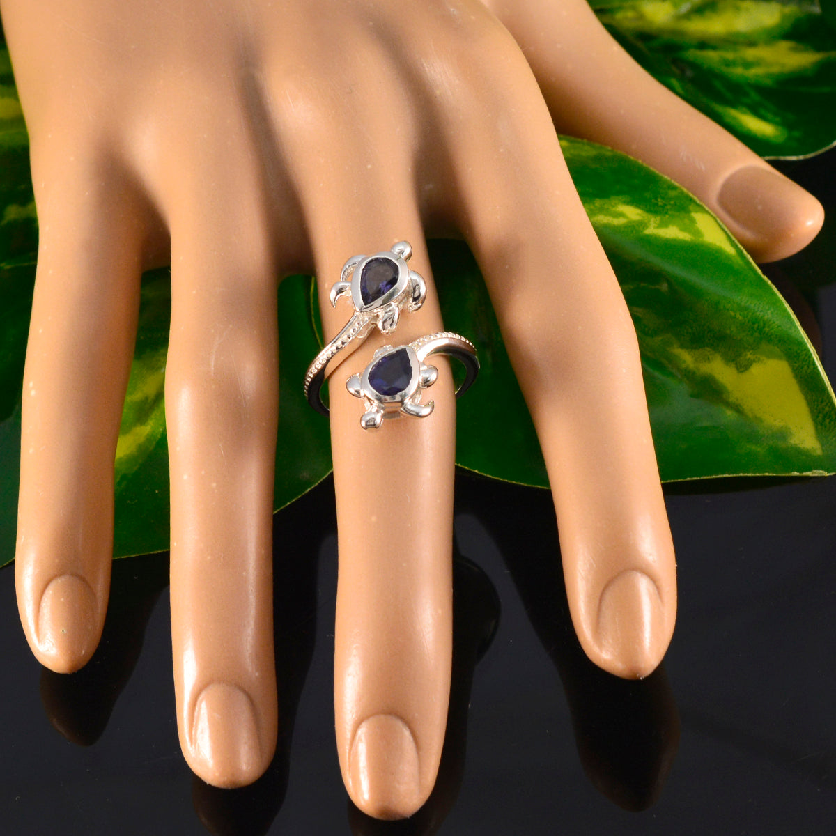 Iolite Toi et Moi French 925 Silver Blue Gemstone Minimal Artisan Ring Jewelry