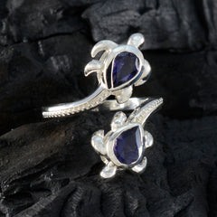 Iolite Toi et Moi French 925 Silver Blue Gemstone Minimal Artisan Ring Jewelry
