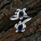 Iolite Toi et Moi French 925 Silver Blue Gemstone Minimal Artisan Ring Jewelry