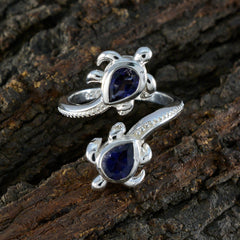 Iolite Toi et Moi French 925 Silver Blue Gemstone Minimal Artisan Ring Jewelry