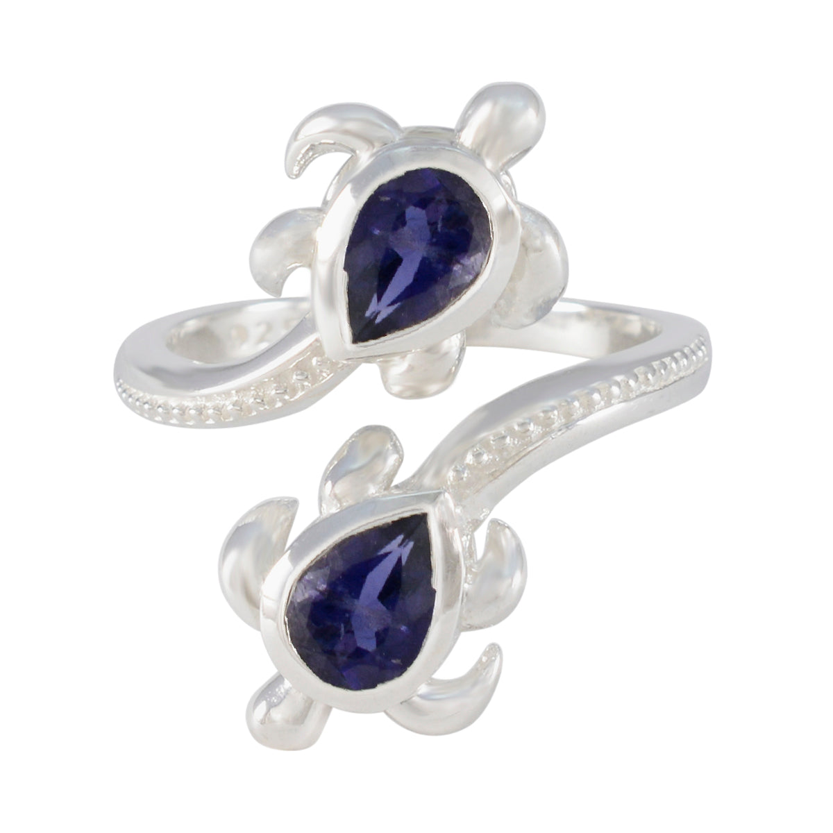 Iolite Toi et Moi French 925 Silver Blue Gemstone Minimal Artisan Ring Jewelry Immagine principale del prodotto