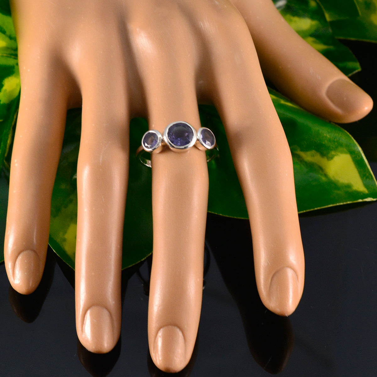 Iolite Trilogy Japanese 925 Silver Blue Gems Whisper thin Abstract Ring Jewellery