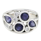 Iolite quarter French Sterling Silver Blue Gems Versatile Contemporary Ring Jewellery