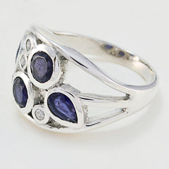 Iolite quarter French Sterling Silver Blue Gems Versatile Contemporary Ring Jewellery
