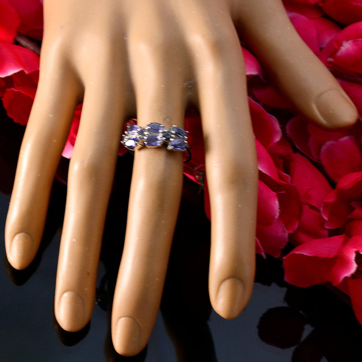 Iolite Hexa Turkish 92.5 Silver Blue Gems Dainty Contemporary Ring Jewelry