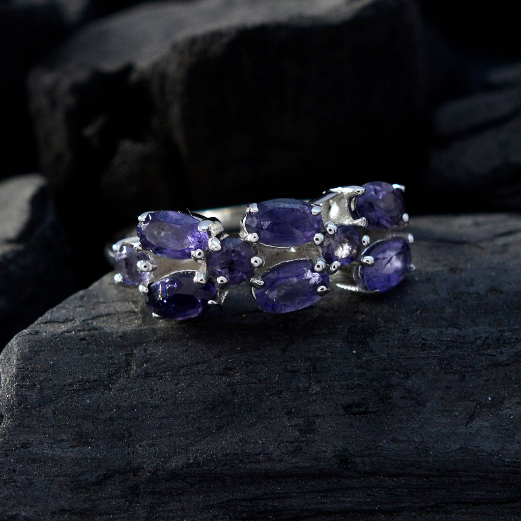 Iolite Hexa Turkish 92.5 Silver Blue Gems Dainty Contemporary Ring Jewelry