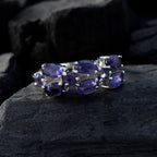 Iolite Hexa Turkish 92.5 Silver Blue Gems Dainty Contemporary Ring Jewelry