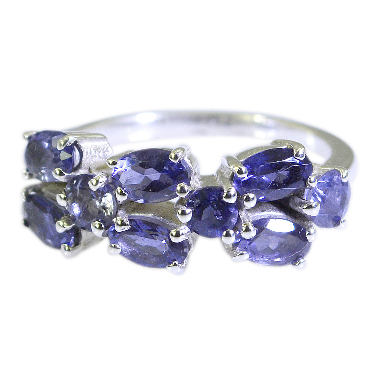 Iolite Hexa Turkish 92.5 Silver Blue Gems Dainty Contemporary Ring Jewelry