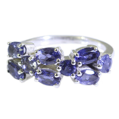 Iolite Hexa Turkish 92.5 Silver Blue Gems Dainty Contemporary Ring Jewelry