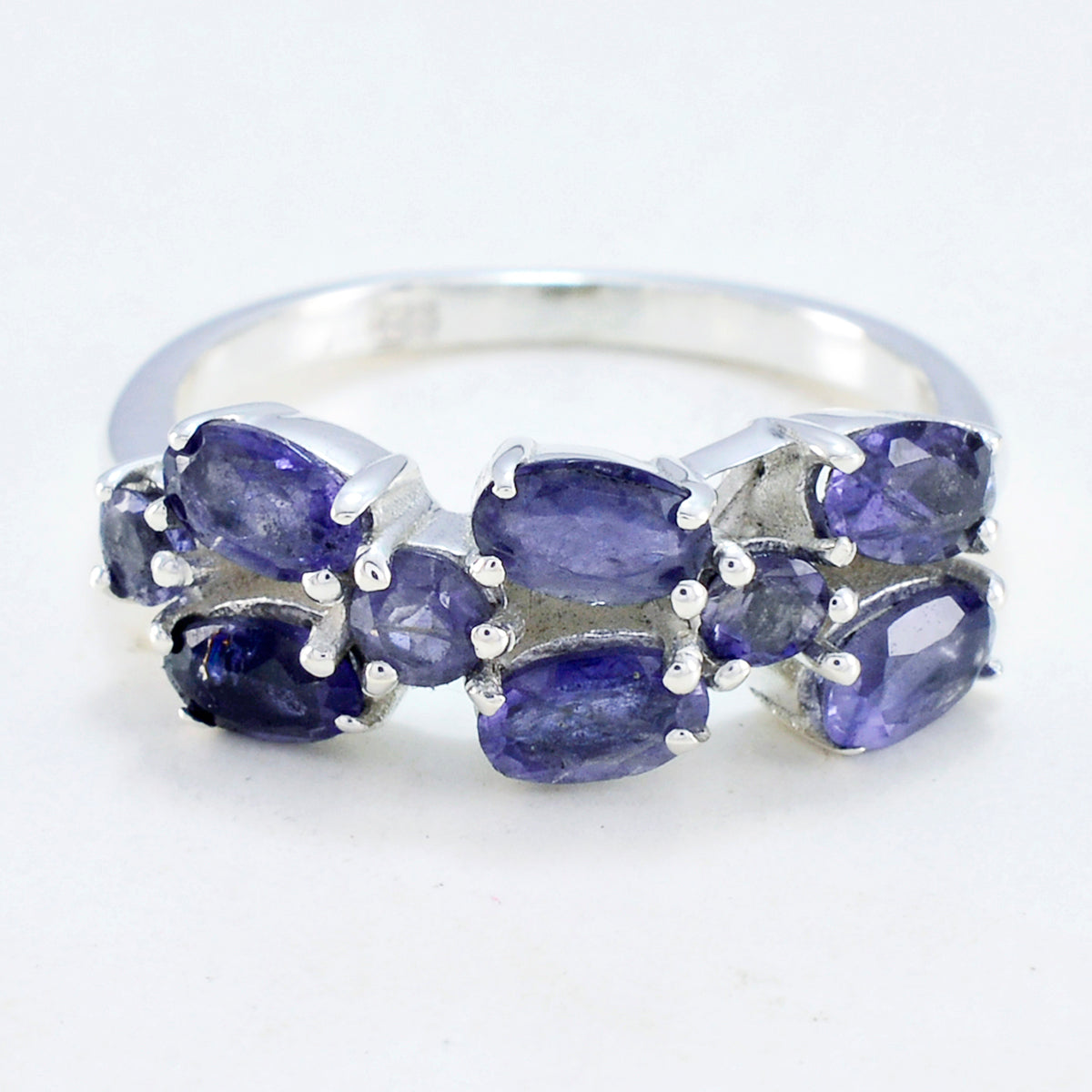 Iolite Hexa Turkish 92.5 Silver Blue Gems Dainty Contemporary Ring Jewelry