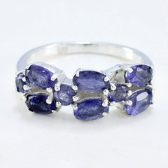 Iolite Hexa Turkish 92.5 Silver Blue Gems Dainty Contemporary Ring Jewelry