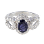 Iolite Halo Indian Sterling Silver Blue Gems Slim Cultural Ring Jewellery