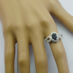 Iolite Halo Indian Sterling Silver Blue Gems Slim Cultural Ring Jewellery