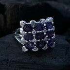 Iolite Navratna Moroccan 925 Sterling Silver Blue Gems Classic Sophisticated Ring Jewelry