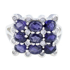 Iolite Navratna Moroccan 925 Sterling Silver Blue Gems Classic Sophisticated Ring Jewelry