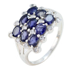 Iolite Navratna Moroccan 925 Sterling Silver Blue Gems Classic Sophisticated Ring Jewelry