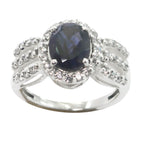 Iolite Halo Egyptian Silver Blue Gemstone Eye catching Modern Ring Jewellery